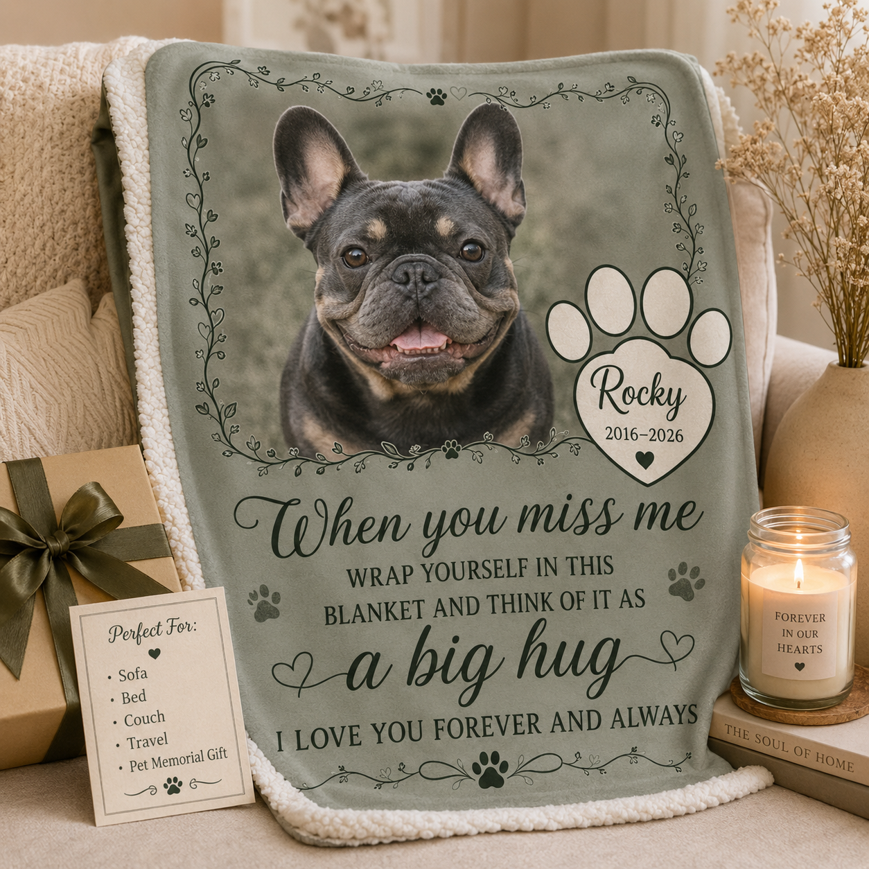 Custom Photo Dog Memories Blanket | Personalized Dog Lovers Gifts | Gift For Dog Lovers TOM99