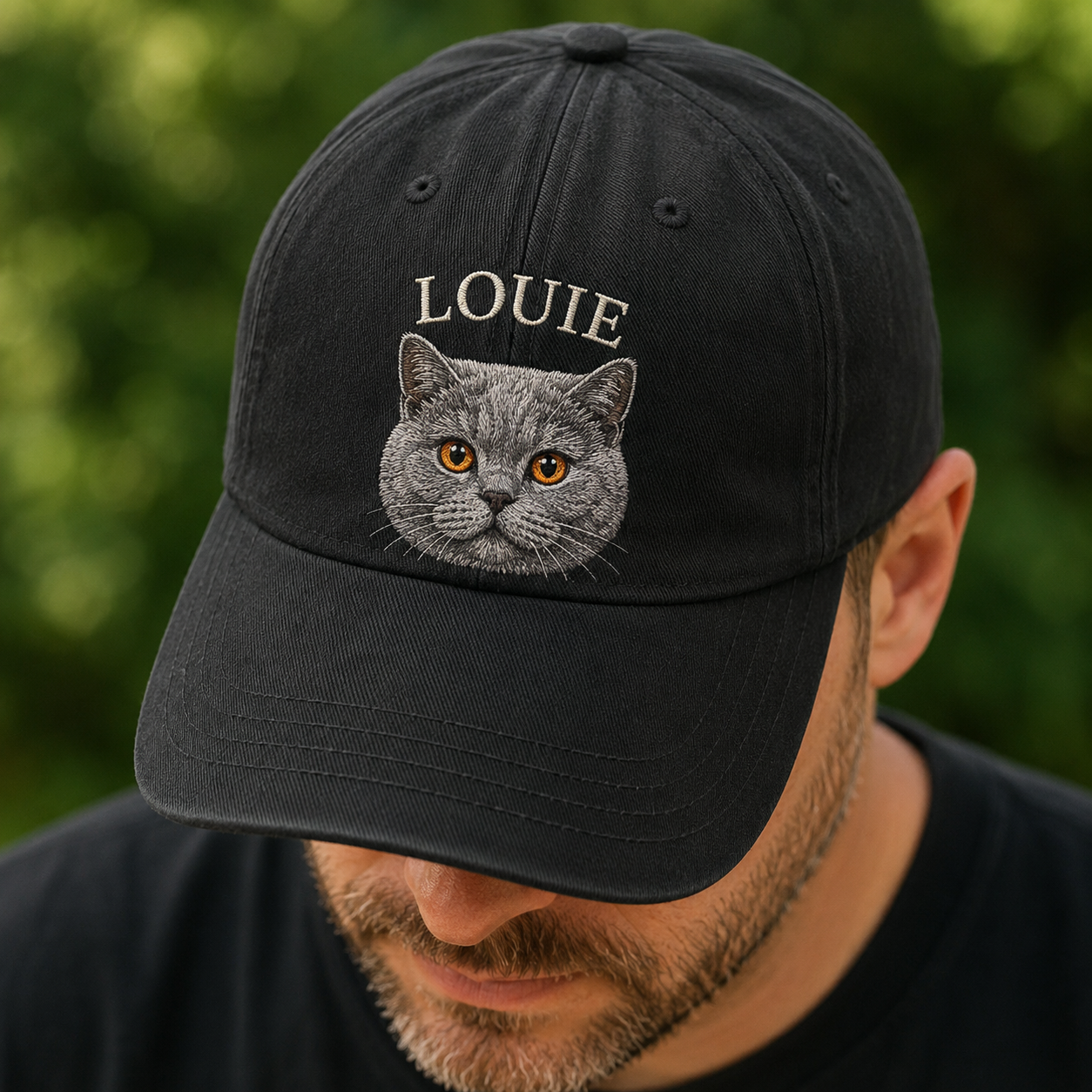 Custom Photo Cat Embroidered Hat, Custom Pet Photo Embroidered Cap, Gift For Cat Lovers Pa99