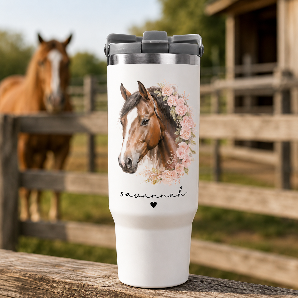 Custom Flower Horse 30oz Tumbler | Gift For Horse Lovers | Pet Lover Gifts TOM99