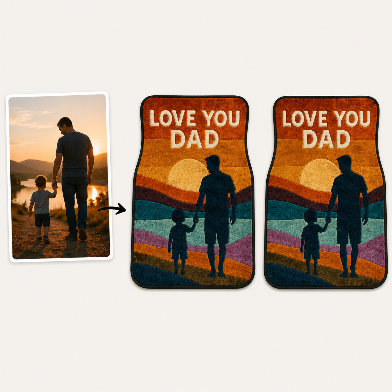 Personalized Love You Dad Flannel Car Floor Mats, Custom Dad Floor Mats, Gift For Dad TOM99