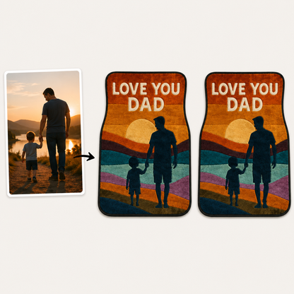 Personalized Love You Dad Flannel Car Floor Mats, Custom Dad Floor Mats, Gift For Dad TOM99