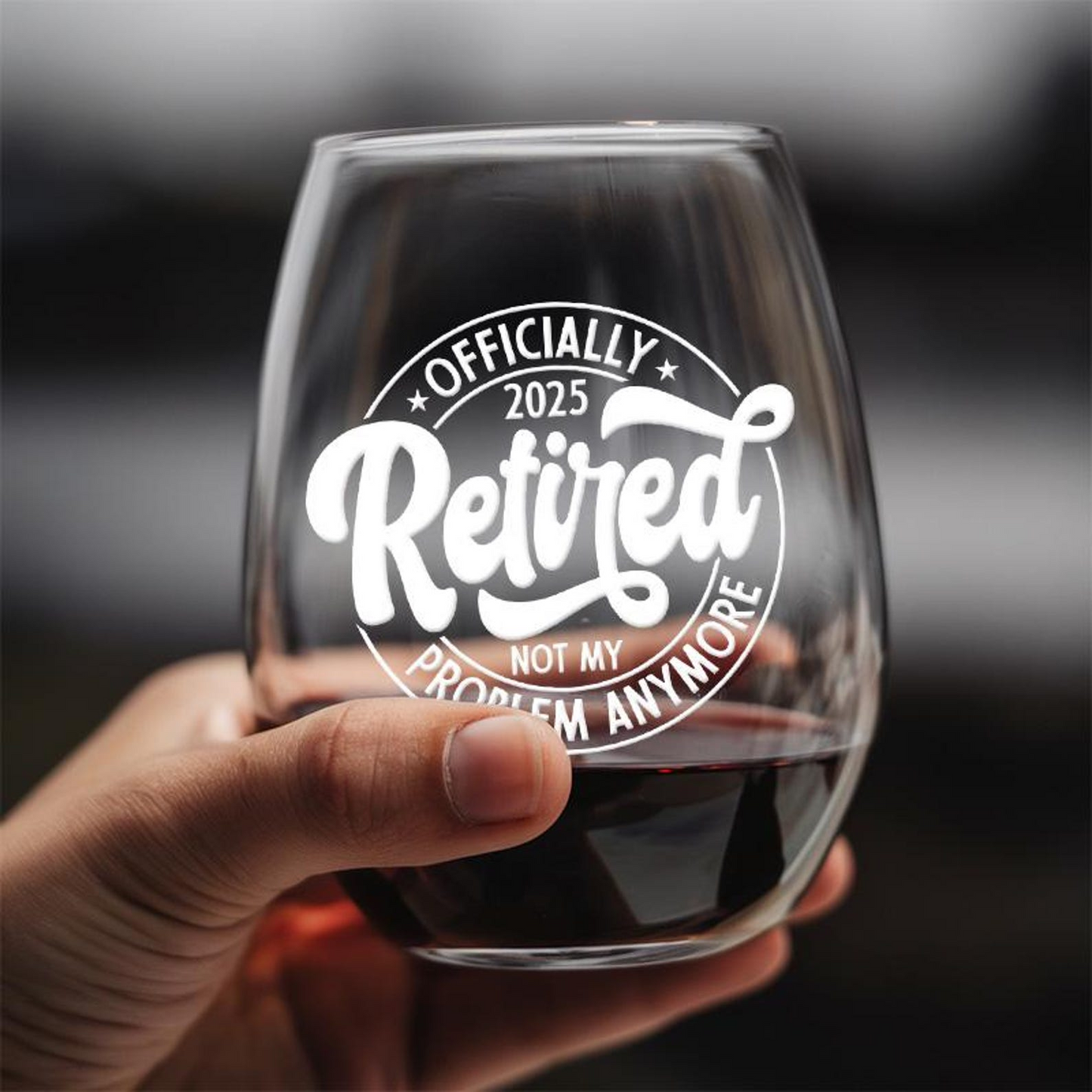 Officially Retired Engraved Retirement Stemless Wine Glass | Engraved Wine Glass | Funny Retirement Gift