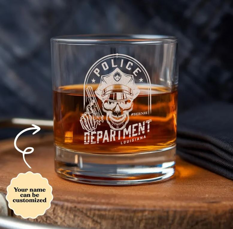 Personalized Police Engraved Whiskey Glass | Police Officer Gifts | Gifts For Police