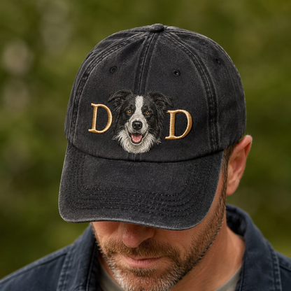 Personalized Photo Dog Face Hat, Custom Pet Photo Embroidered Cap, Gift For Dog Lovers Pa99