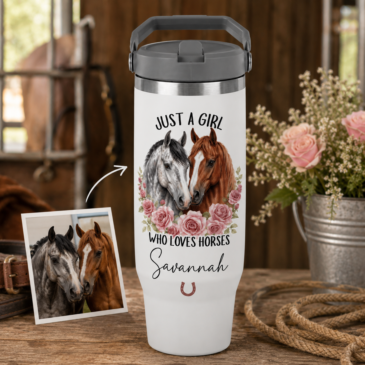 Custom Just A Girl Horse 30oz Tumbler | Gift For Horse Lovers | Pet Lover Gifts TOM99