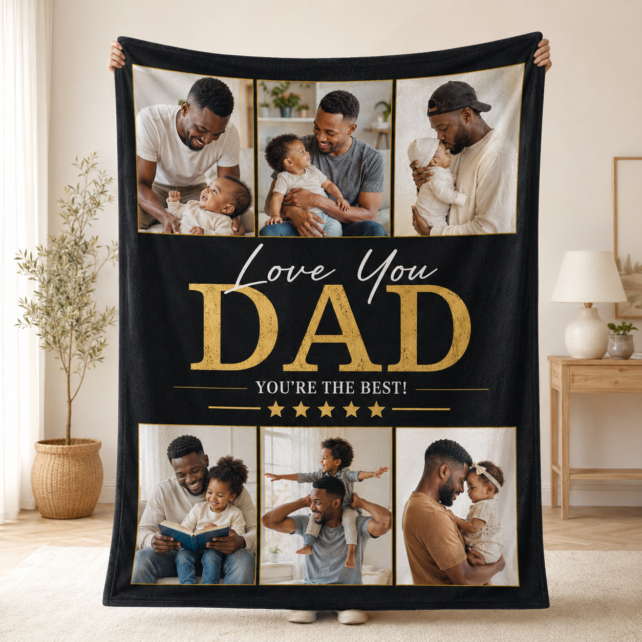 Custom Photo Love You Dad Blanket, Personalized Dad Gifts | Gift For Dad TOM99
