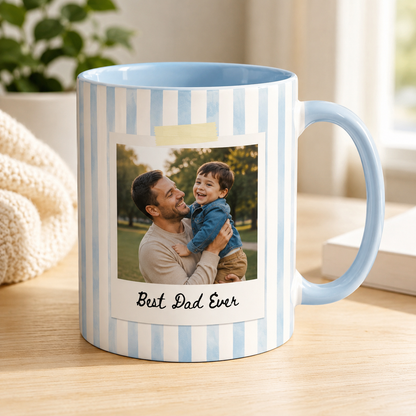 Custom Photo Best Dad Ever Mug, Personalized Mug Mug For Husband Dad Grandfather TOM99
