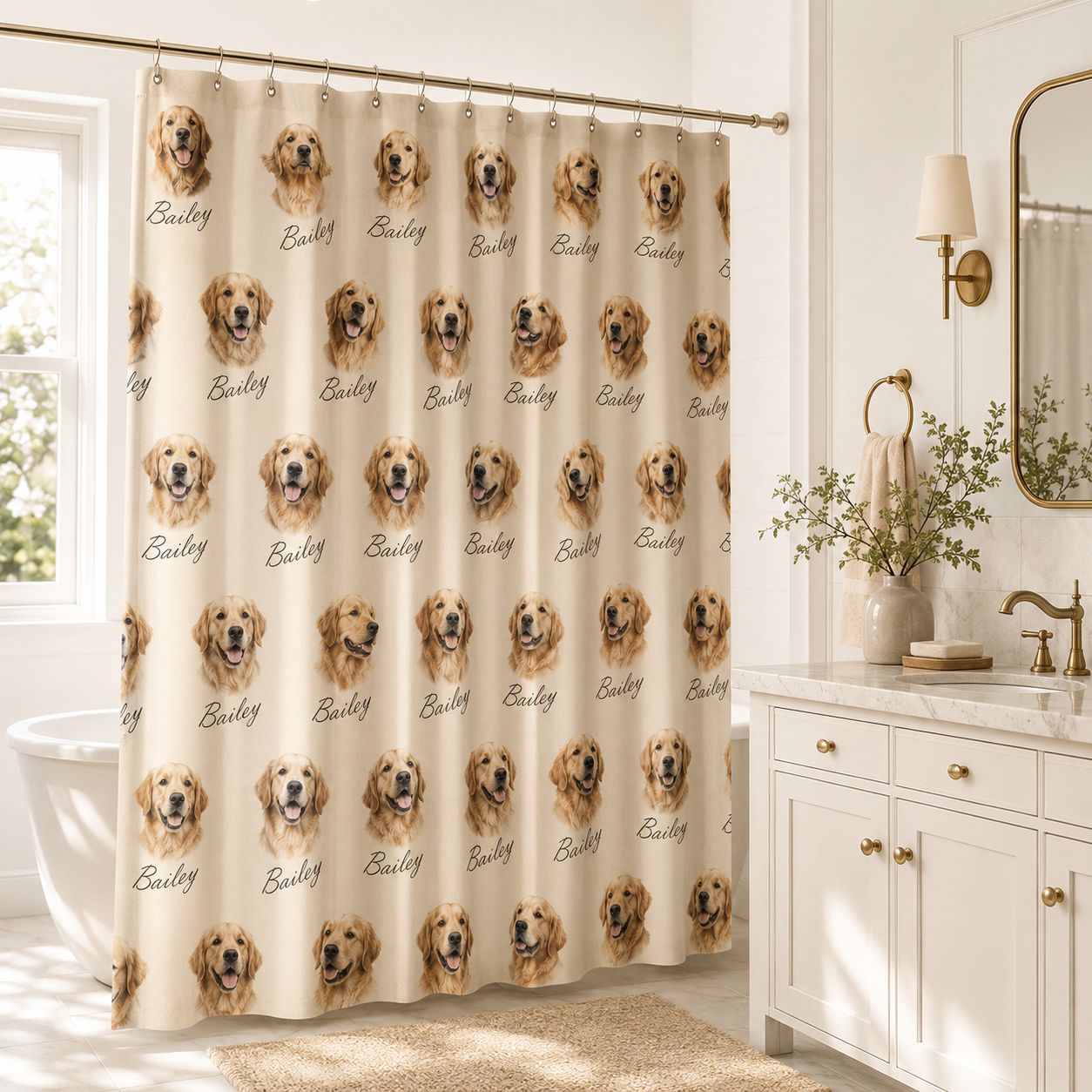 Custom Photo Dog Shower Curtain | Gift For Dog Lovers