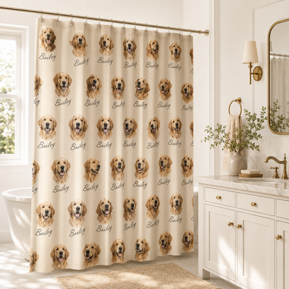Custom Photo Dog Shower Curtain | Gift For Dog Lovers