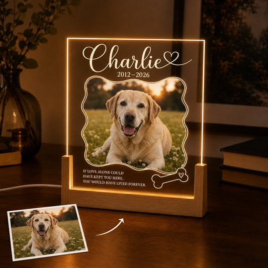 Custom Photo Dog In Loving Memory Wooden LED Light | Personalized Dog Photo LED Night Light | Pet Loss Sympathy Gift TOM99