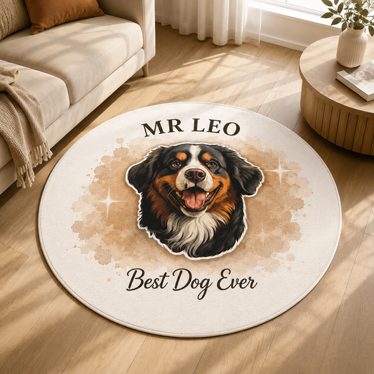 Custom Photo Best Dog Ever Round Carpet | Photo Pet Round Rug | Gift For Dog Lovers