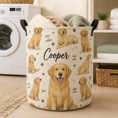Custom Photo Dog Laundry Basket | Gift For Dog Lovers | Dog Bathroom Decor
