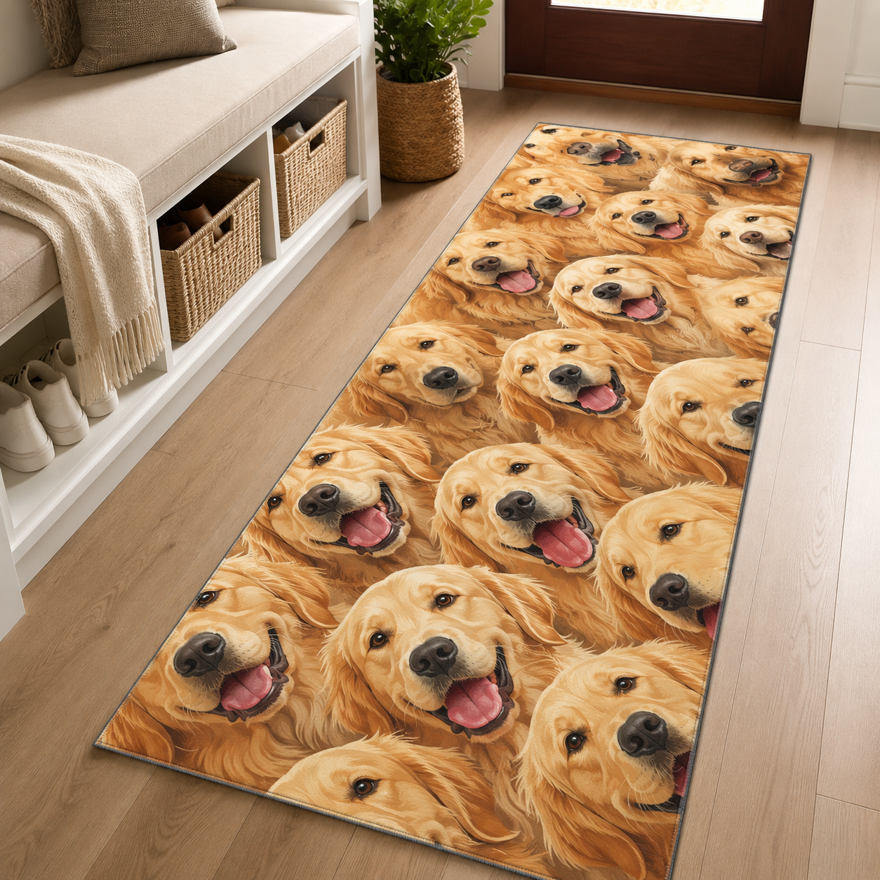 Custom Photo Dog Face Runner Rug | Pet Hallway Runner Carpet | Gift For Dog Lovers