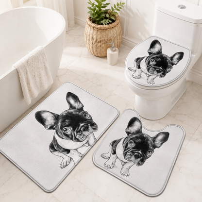 Custom Photo Dog Bootleg 3pcs Bathroom Rug Set | Gift For Dog Lovers | Pet Photo Gifts