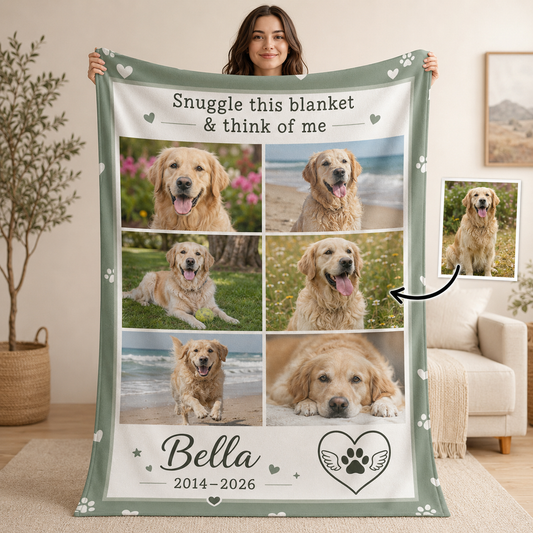 Custom Photo Dog Memories Blanket | Personalized Dog Lovers Gifts | Gift For Dog Lovers TOM99