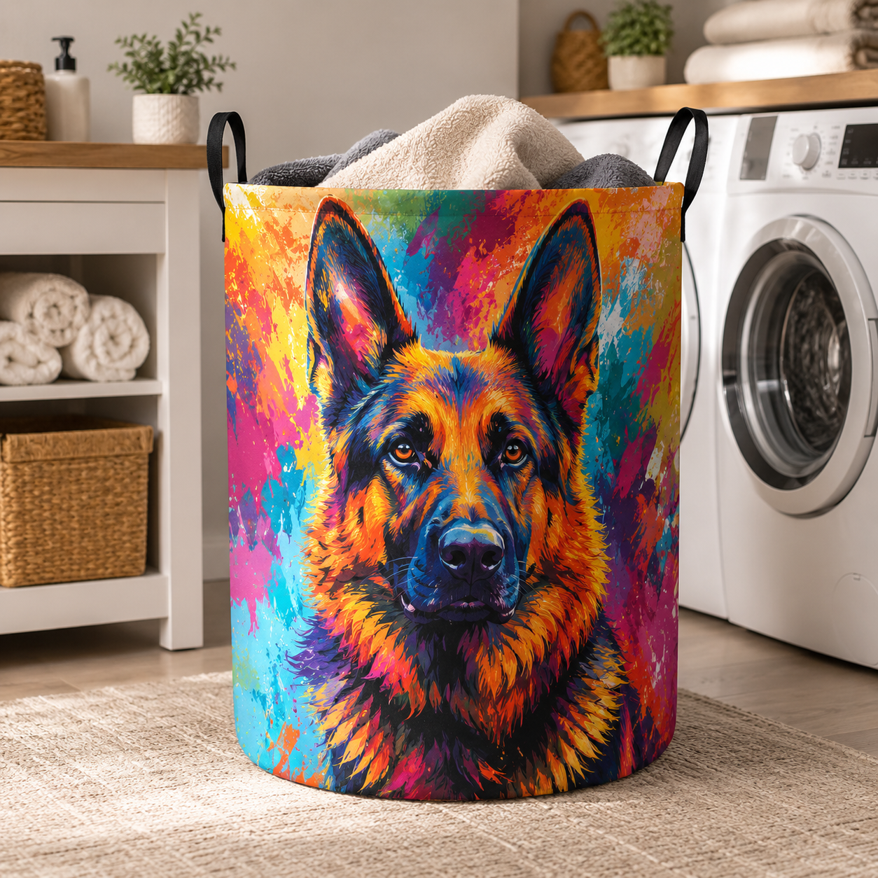 Custom Photo Dog Laundry Basket | Gift For Dog Lovers | Dog Bathroom Decor