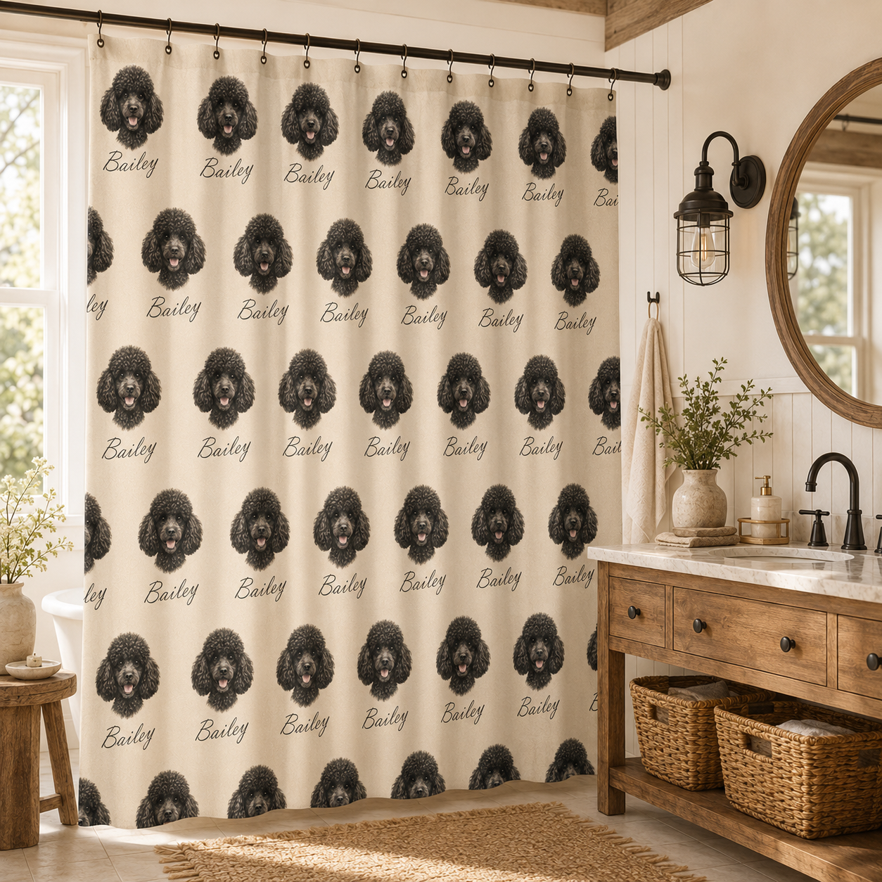 Custom Photo Dog Shower Curtain | Gift For Dog Lovers