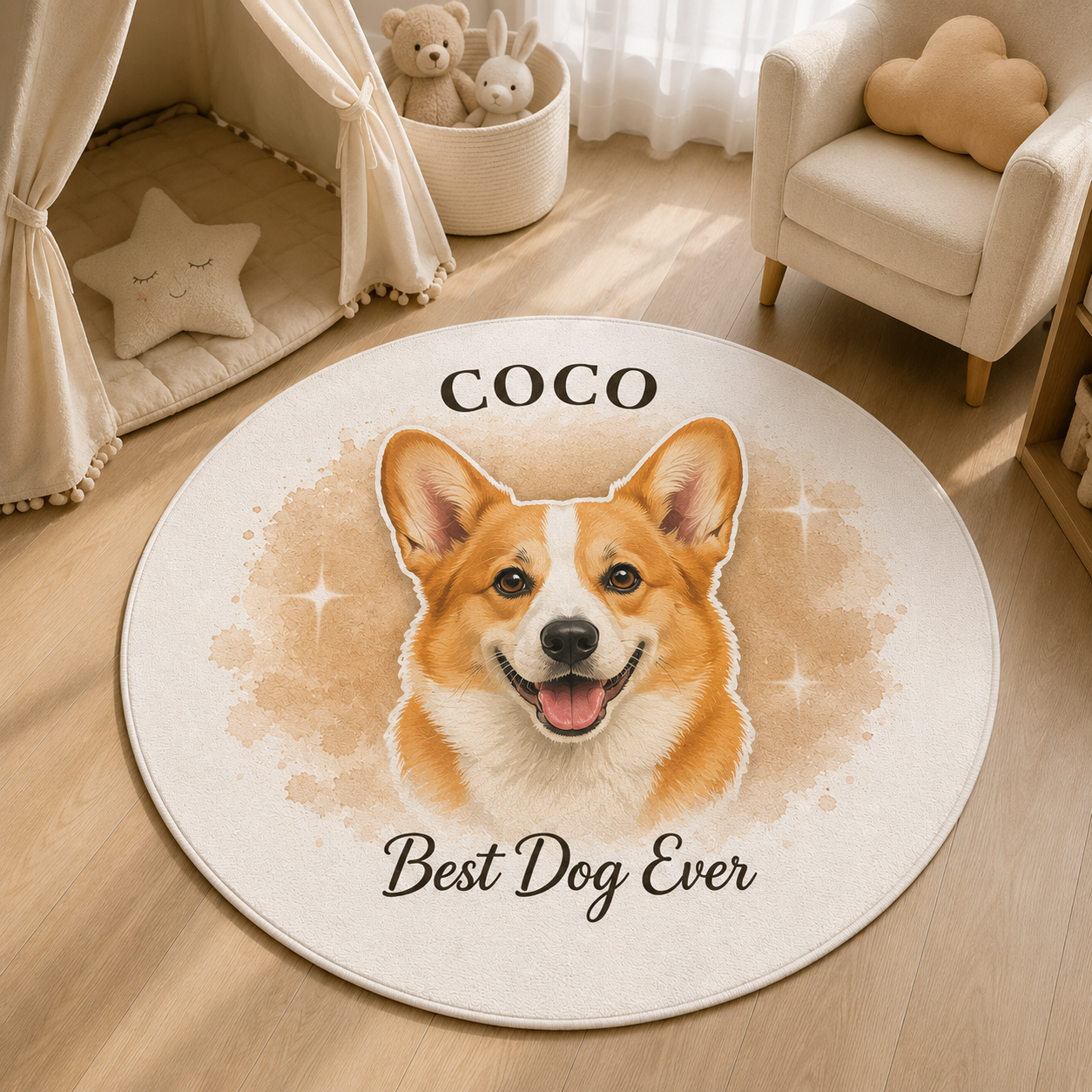 Custom Photo Best Dog Ever Round Carpet | Photo Pet Round Rug | Gift For Dog Lovers