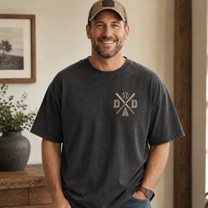 Custom Baseball Dad Photo Wash T-Shirt, Personalized Dad Gifts | Gift For Dad TOM99