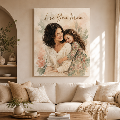 Custom Photo Love You Mom Canvas Wall Art - Custom Gift For Mom TOM99