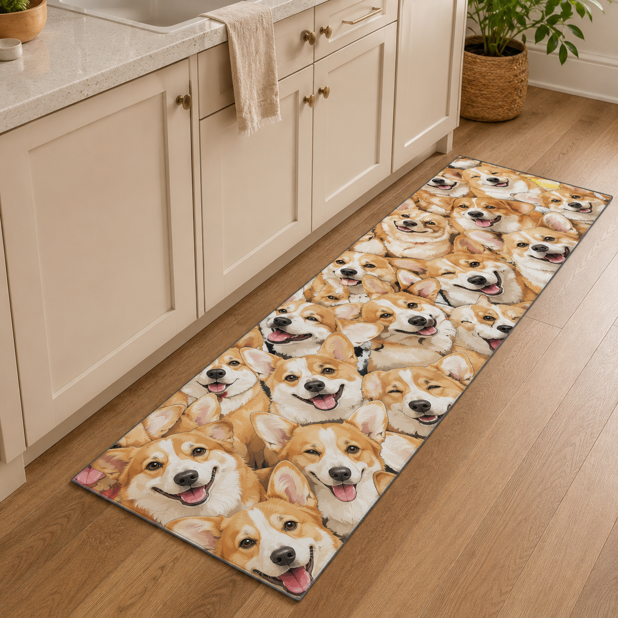 Custom Photo Dog Face Runner Rug | Pet Hallway Runner Carpet | Gift For Dog Lovers