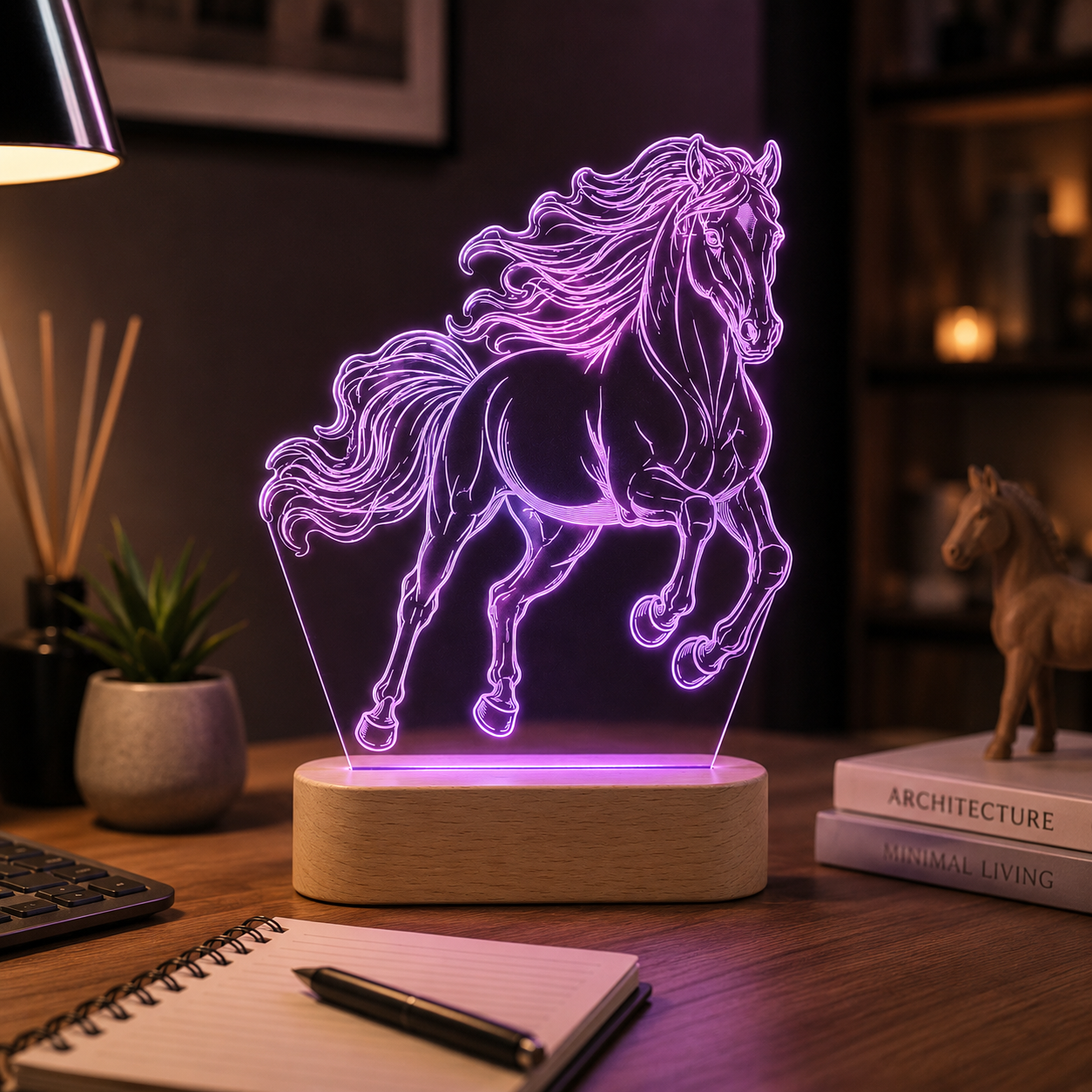 Custom Photo Wild Horse Wooden Led Light | Personalized Horse Photo Wooden Led Light | Gift For Horse Lovers TOM99