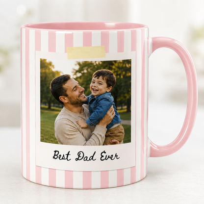 Custom Photo Best Dad Ever Mug, Personalized Mug Mug For Husband Dad Grandfather TOM99