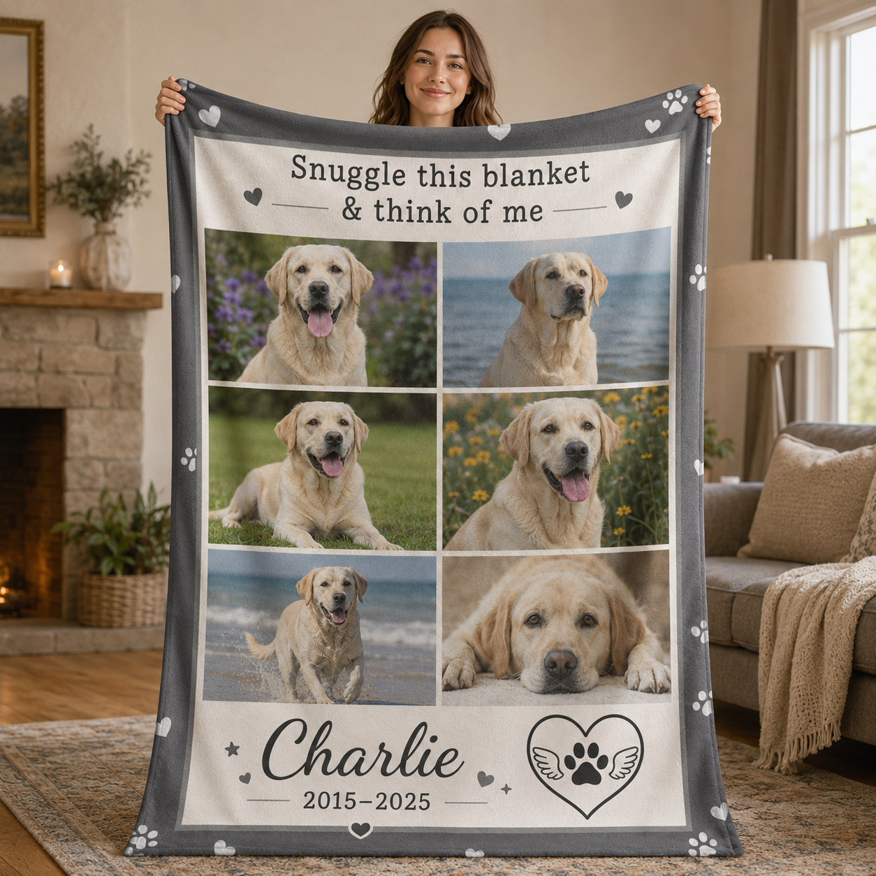 Custom Photo Dog Memories Blanket | Personalized Dog Lovers Gifts | Gift For Dog Lovers TOM99