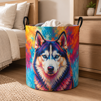 Custom Photo Dog Laundry Basket | Gift For Dog Lovers | Dog Bathroom Decor