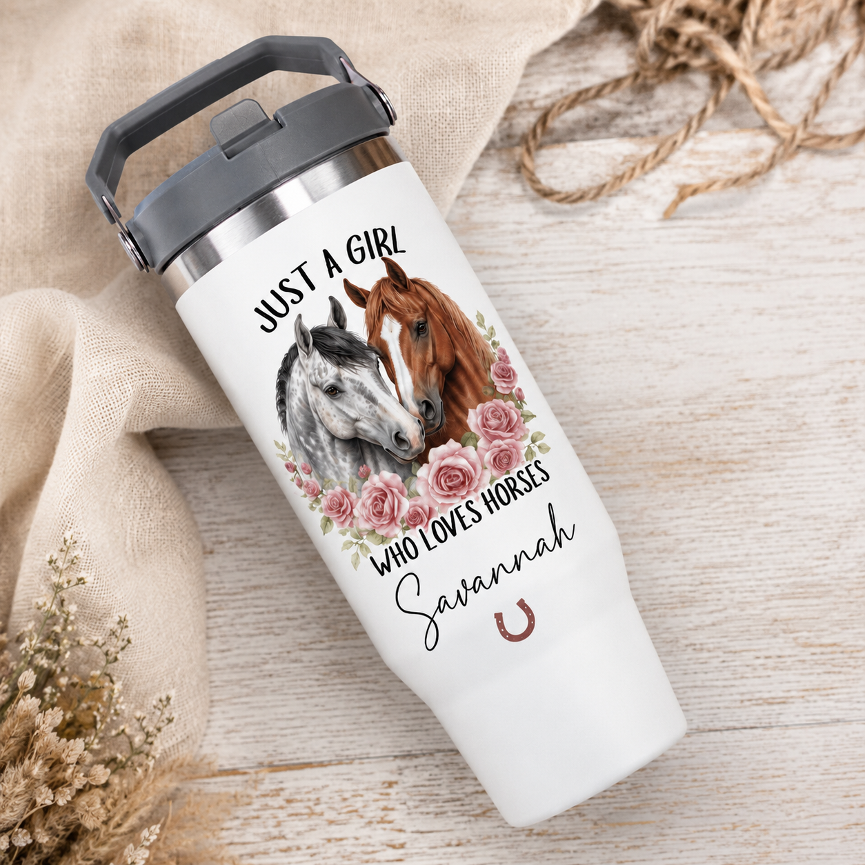 Custom Just A Girl Horse 30oz Tumbler | Gift For Horse Lovers | Pet Lover Gifts TOM99