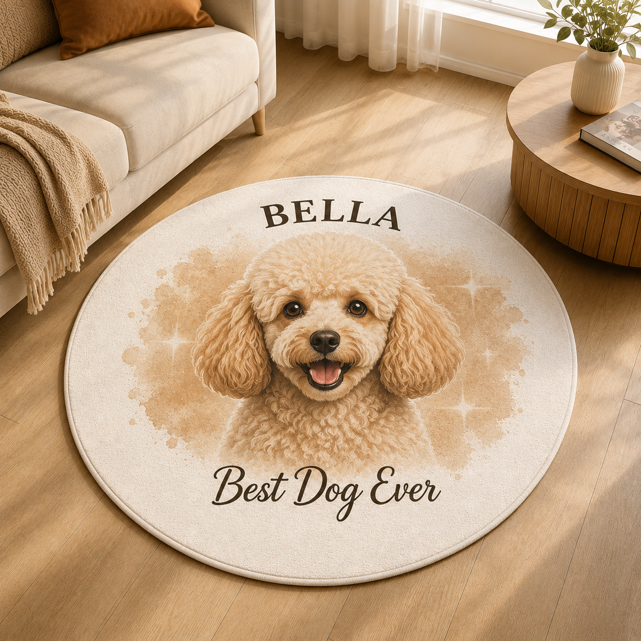 Custom Photo Best Dog Ever Round Carpet | Photo Pet Round Rug | Gift For Dog Lovers