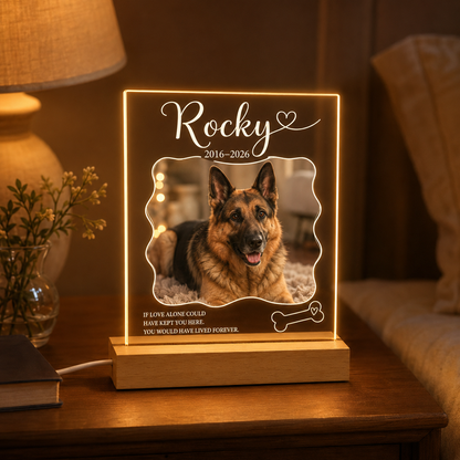 Custom Photo Dog In Loving Memory Wooden LED Light | Personalized Dog Photo LED Night Light | Pet Loss Sympathy Gift TOM99