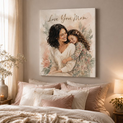 Custom Photo Love You Mom Canvas Wall Art - Custom Gift For Mom TOM99
