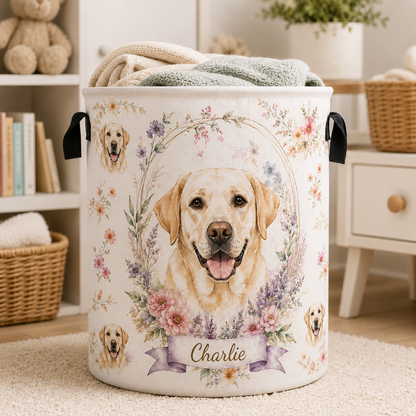 Custom Photo Dog Laundry Basket | Gift For Dog Lovers | Dog Bathroom Decor
