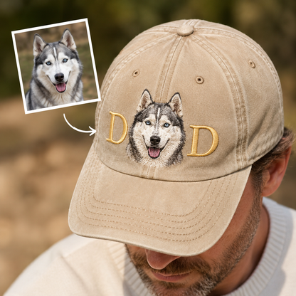 Personalized Photo Dog Face Hat, Custom Pet Photo Embroidered Cap, Gift For Dog Lovers Pa99