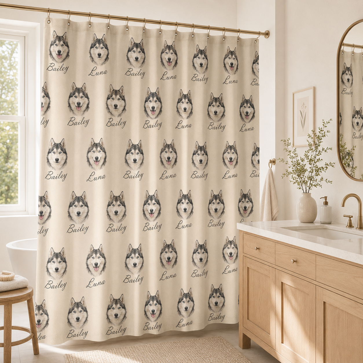 Custom Photo Dog Shower Curtain | Gift For Dog Lovers