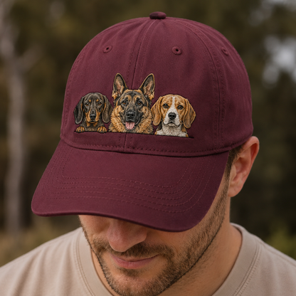 Custom Dog Face Embroidered Hat, Custom Embroidered Pet Portrait Hat | Gift For Dog Lover Pa99