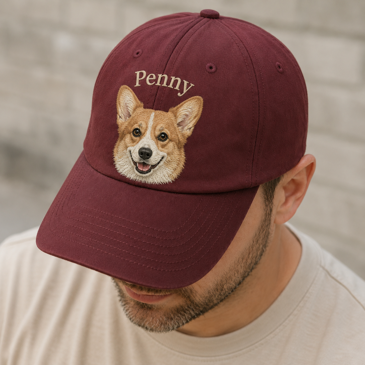 Custom Dog Face Embroidered Hat, Custom Embroidered Pet Portrait Hat | Gift For Dog Lover Pa99
