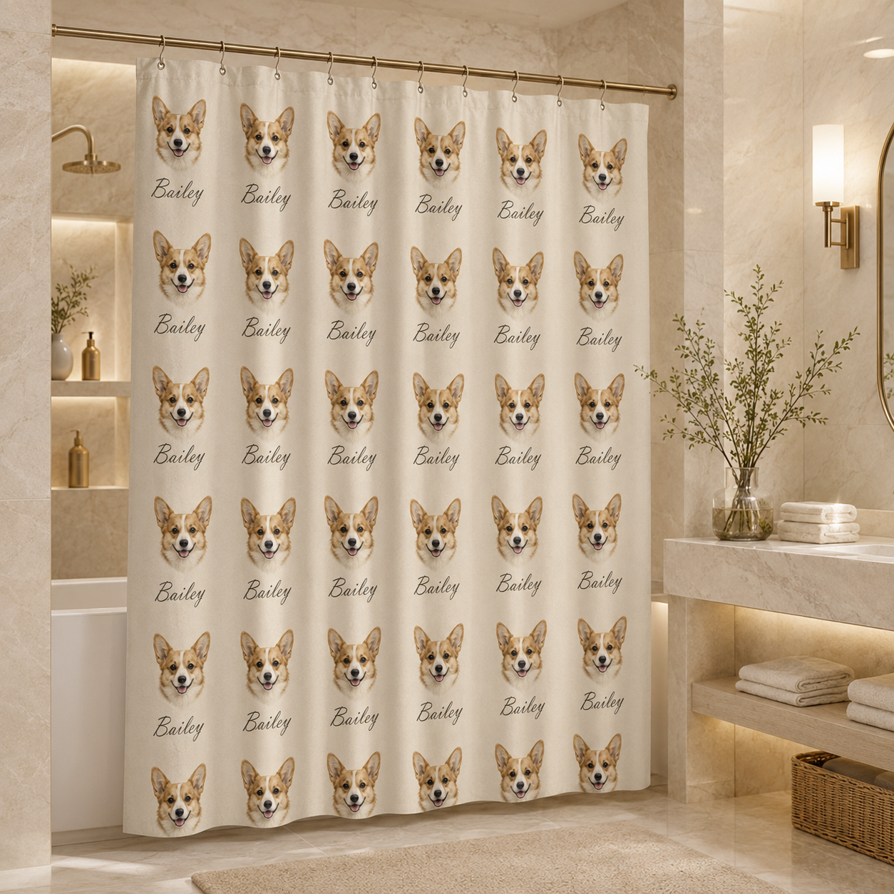 Custom Photo Dog Shower Curtain | Gift For Dog Lovers