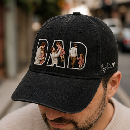 Custom Dad Love Photo Embroidered Hat, Personalized Cap, Custom Portrait Dad Hat, Father’s Day Gift TOM99