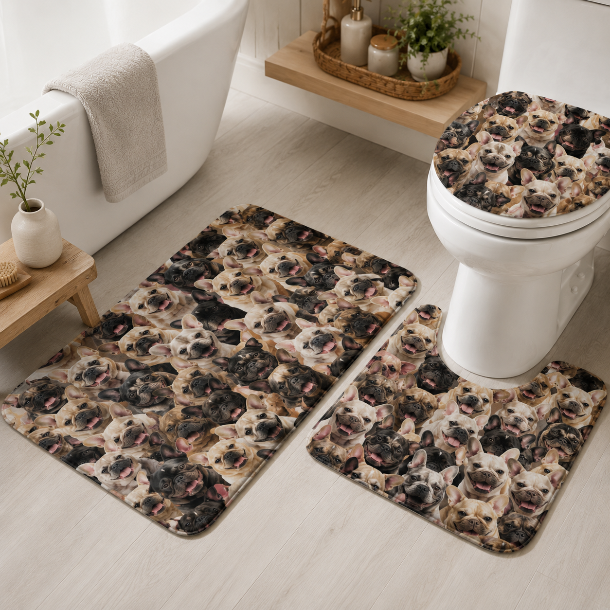 Custom Photo Dog Face 3pcs Bathroom Rug Set | Gift For Dog Lovers | Pet Photo Gifts