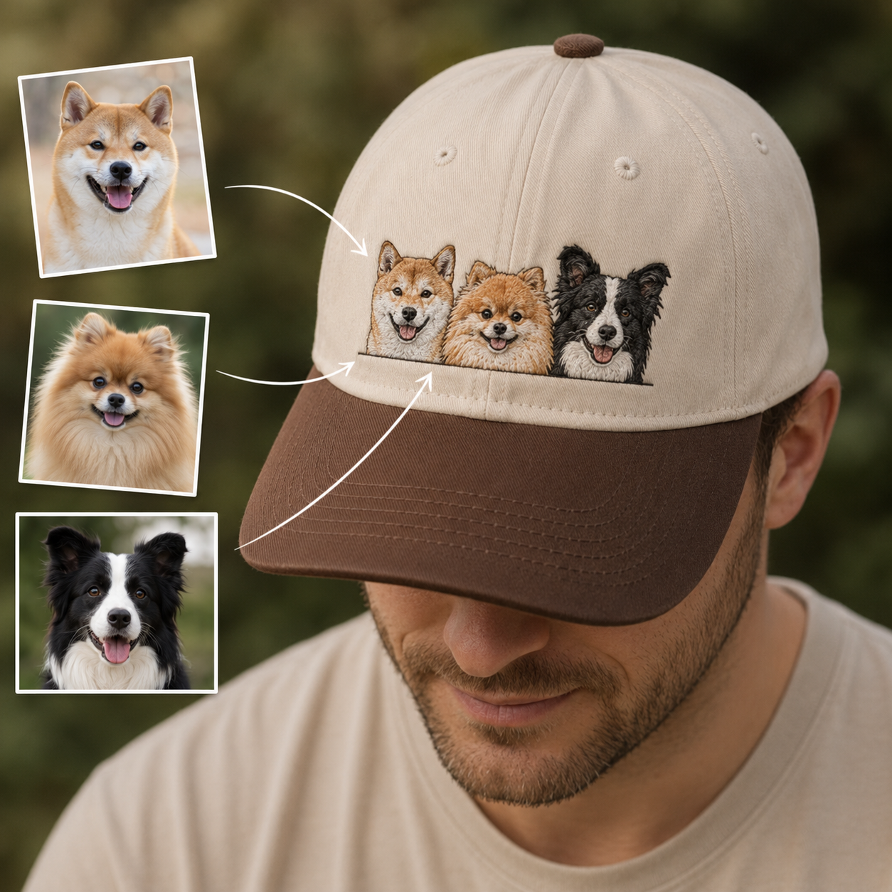 Custom Dog Face Embroidered Hat, Custom Embroidered Pet Portrait Hat | Gift For Dog Lover Pa99