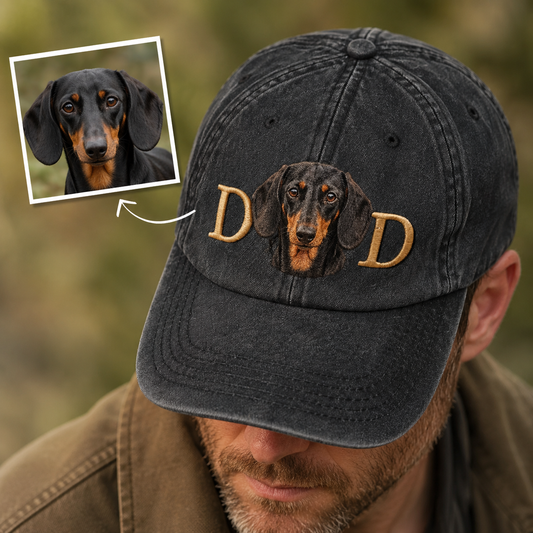 Personalized Photo Dog Face Hat, Custom Pet Photo Embroidered Cap, Gift For Dog Lovers Pa99