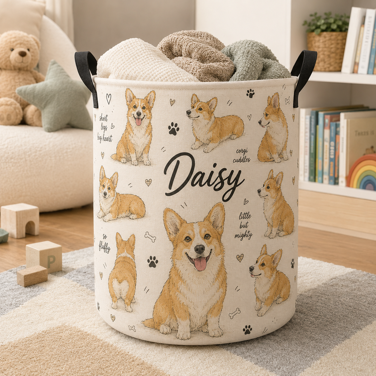 Custom Photo Dog Laundry Basket | Gift For Dog Lovers | Dog Bathroom Decor