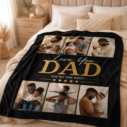 Custom Photo Love You Dad Blanket, Personalized Dad Gifts | Gift For Dad TOM99
