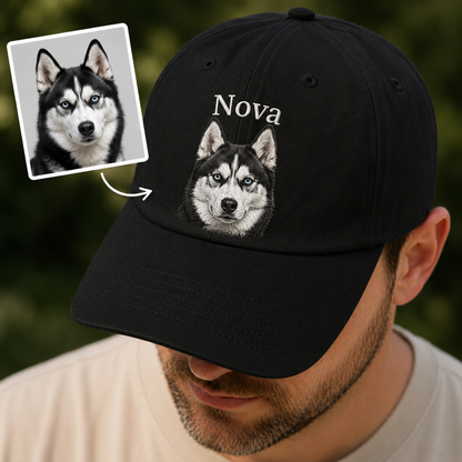 Custom Dog Face Embroidered Hat, Custom Embroidered Pet Portrait Hat | Gift For Dog Lover Pa99
