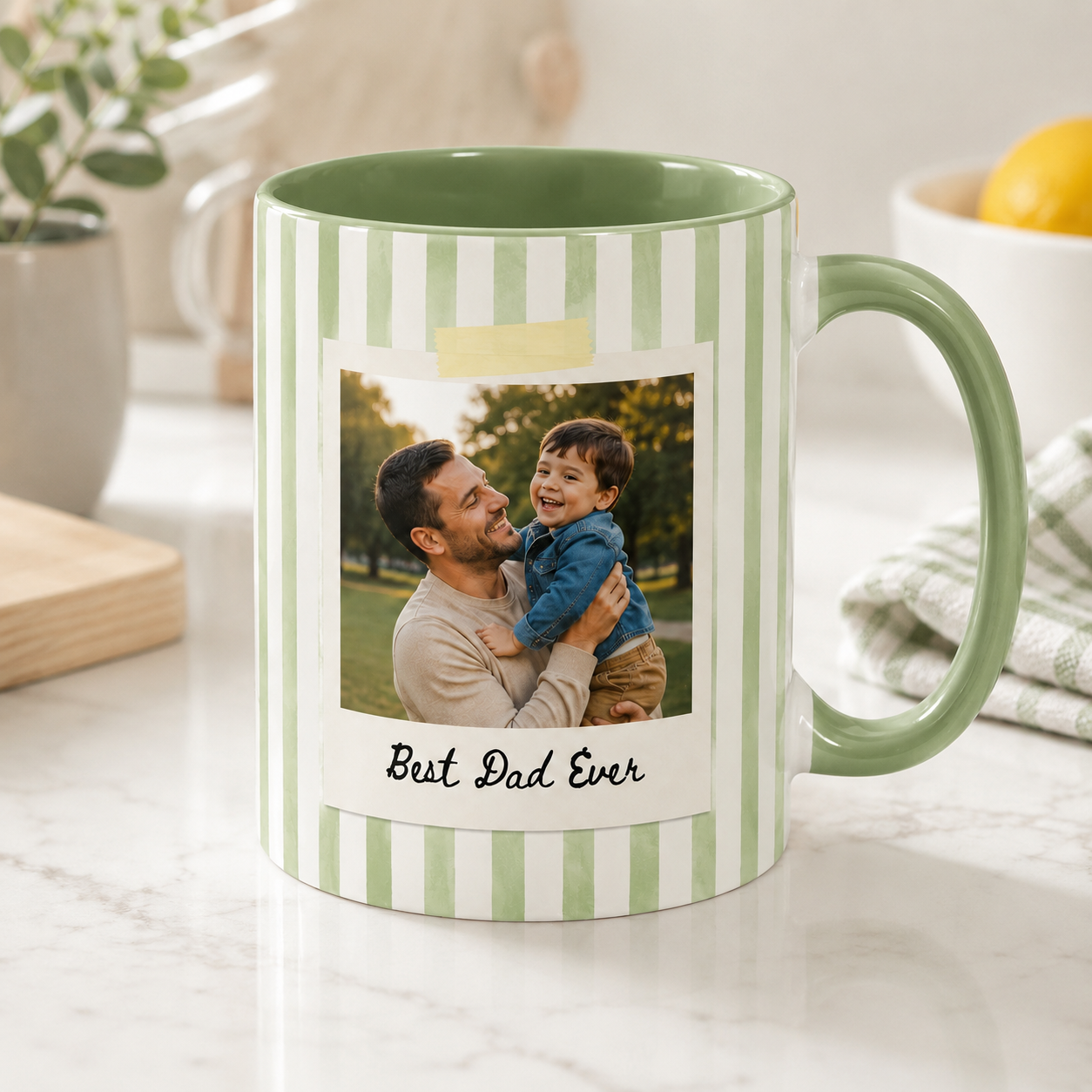 Custom Photo Best Dad Ever Mug, Personalized Mug Mug For Husband Dad Grandfather TOM99