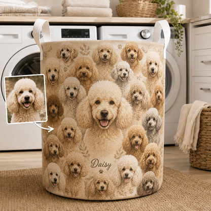 Custom Photo Dog Laundry Basket | Gift For Dog Lovers | Dog Bathroom Decor