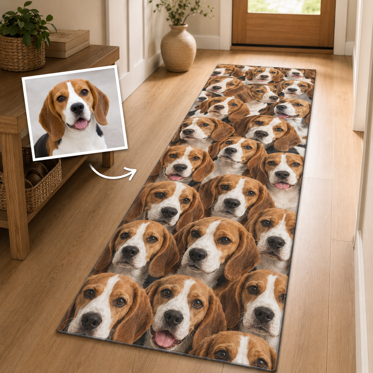 Custom Photo Dog Face Runner Rug | Pet Hallway Runner Carpet | Gift For Dog Lovers