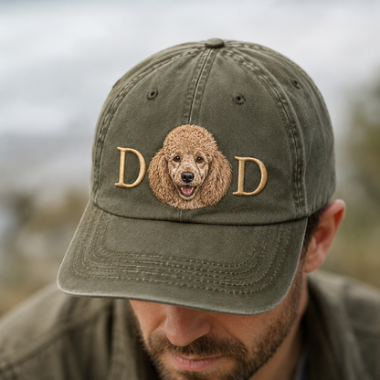 Personalized Photo Dog Face Hat, Custom Pet Photo Embroidered Cap, Gift For Dog Lovers Pa99